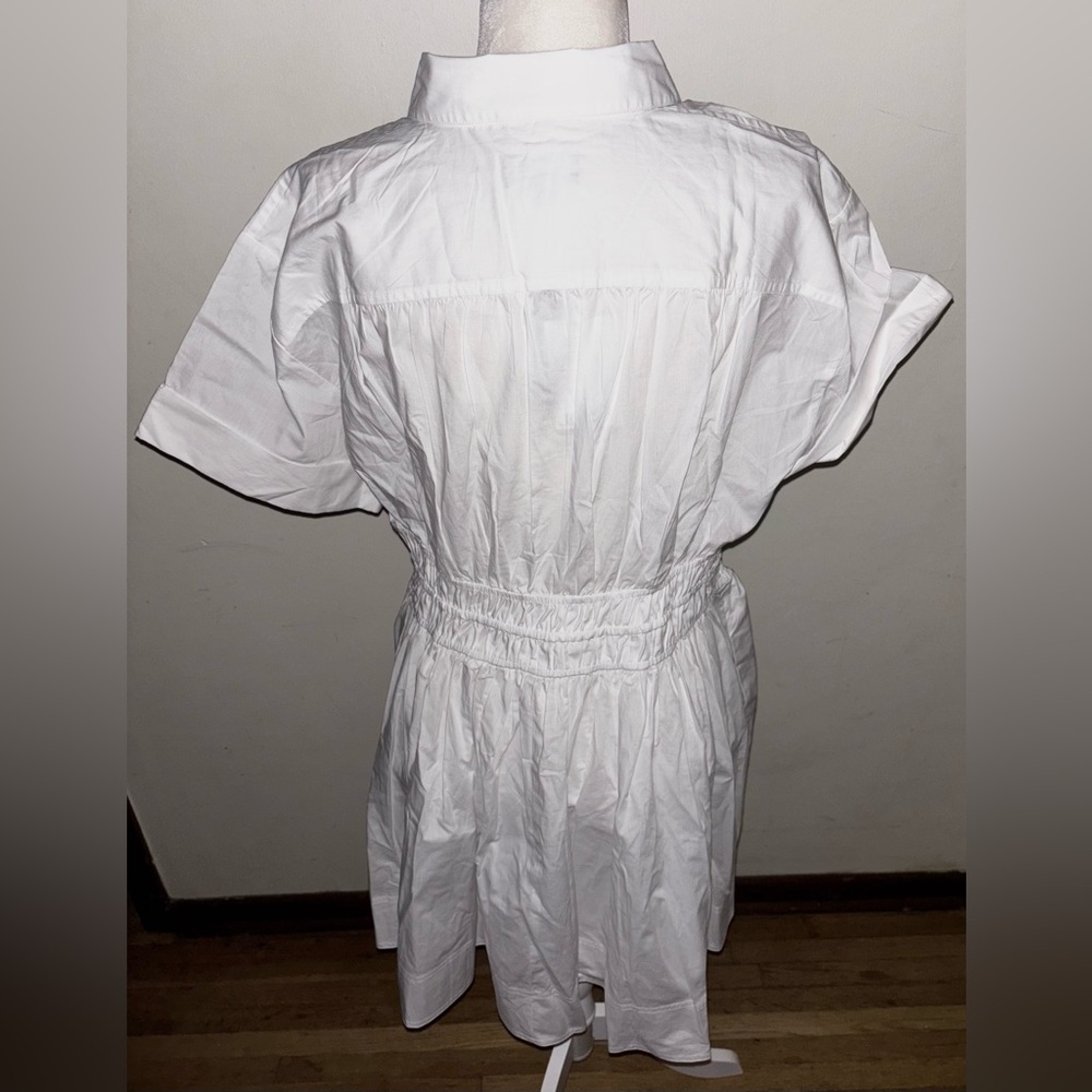 NWT J.Crew Elena mini shirtdress cotton poplin 14 White Smocked Preppy Casual - Picture 9 of 15